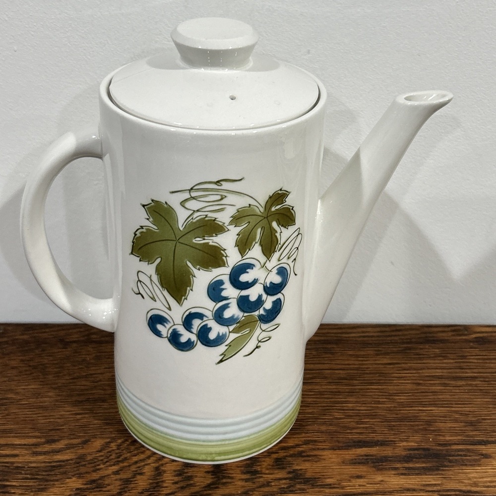 Harmony House, Blue Grapes, Ironstone, 4265, Mid Century Modern, Coffee Pot‎